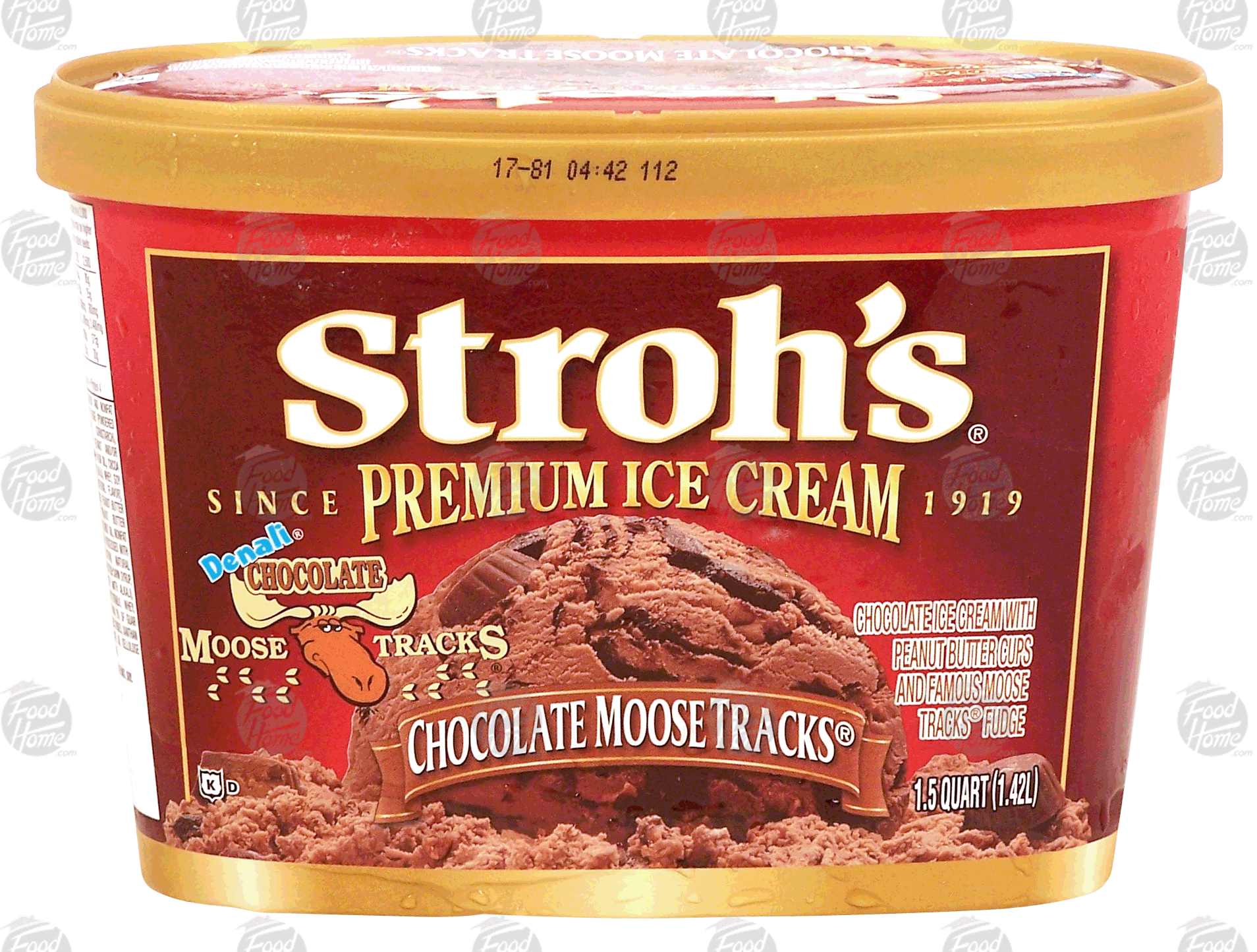 Stroh's Premium chocolate moose tracks ice cream with peanut butter cups and fudge Full-Size Picture